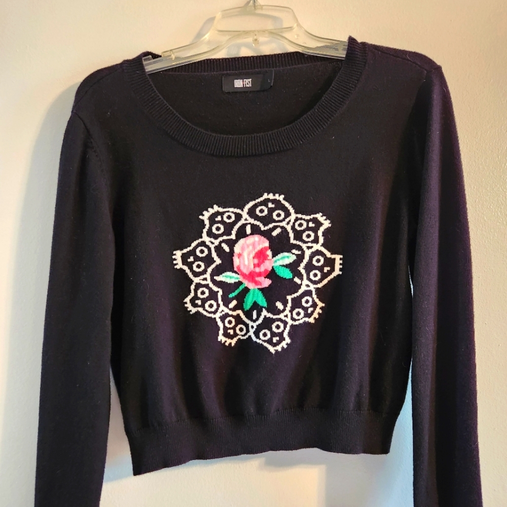 Iron Fist Ring of Skulls Women's Large Crop Sweater